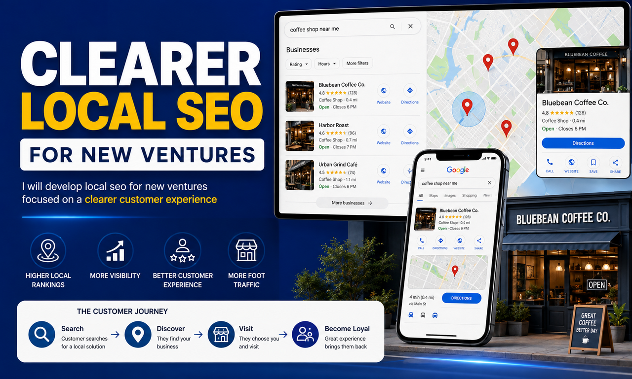 I will develop local seo for new ventures focused on a clearer customer experience