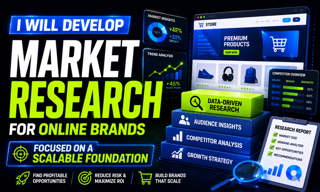 I will develop market research for online brands focused on a scalable foundation