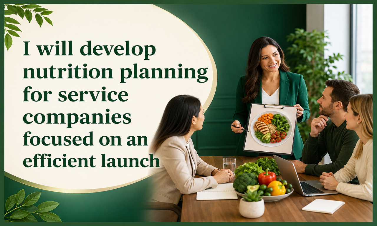 I will develop nutrition planning for service companies focused on an efficient launch