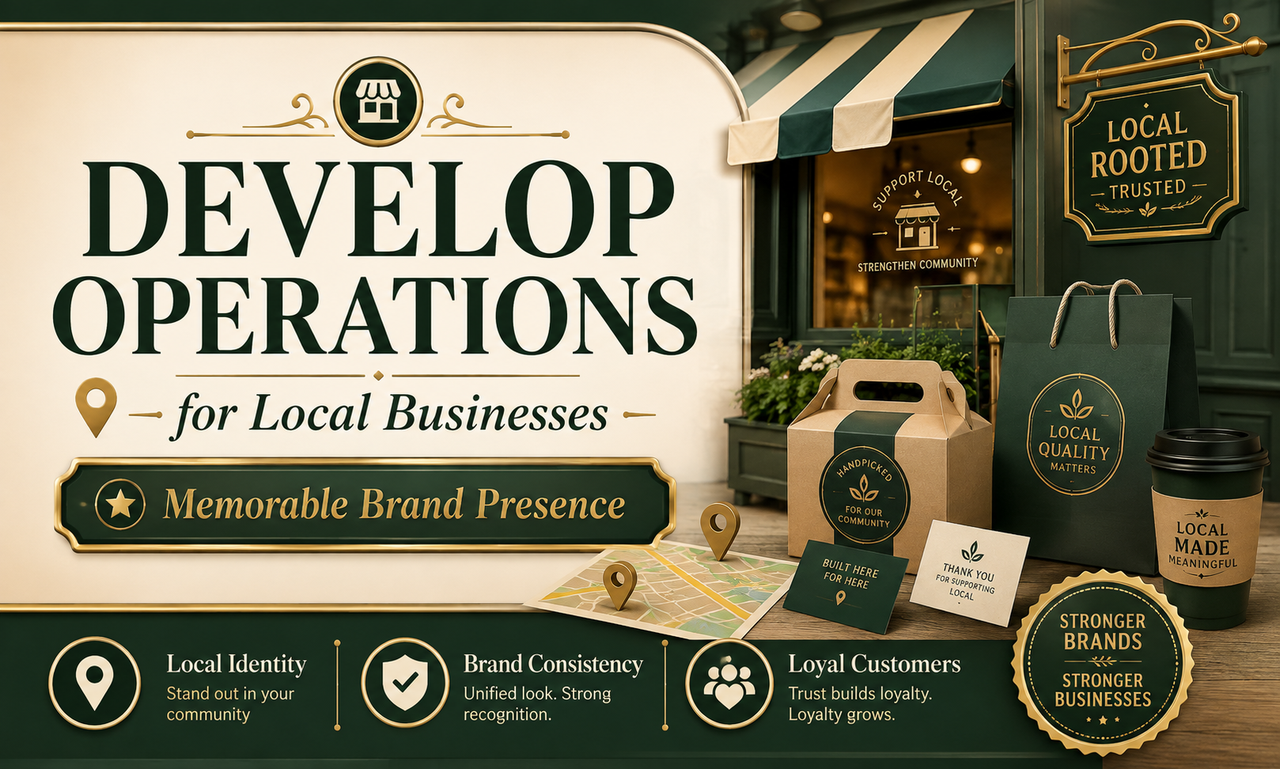 I will develop operations for local businesses focused on a memorable brand presence