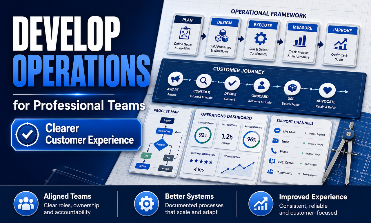 I will develop operations for professional teams focused on a clearer customer experience