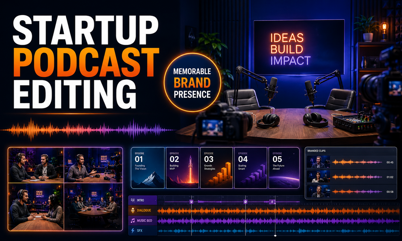 I will develop podcast editing for growing startups focused on a memorable brand presence