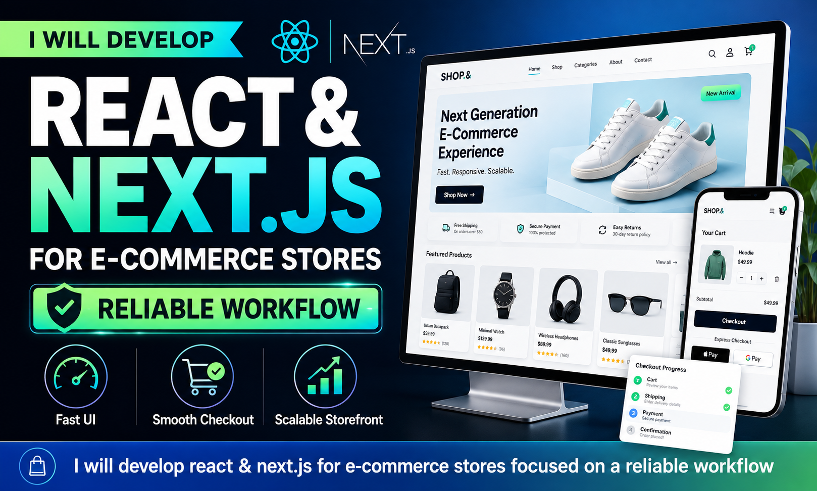 I will develop react & next.js for e-commerce stores focused on a reliable workflow