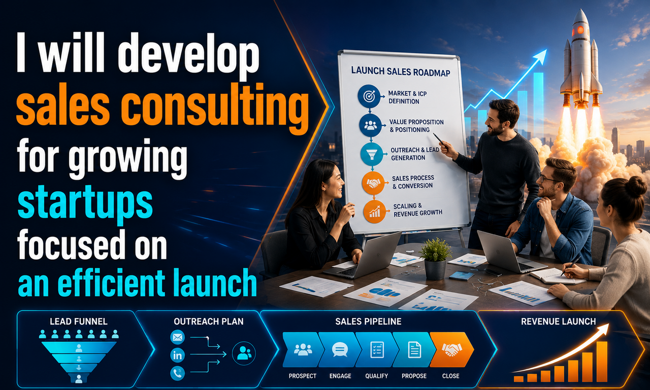 I will develop sales consulting for growing startups focused on an efficient launch