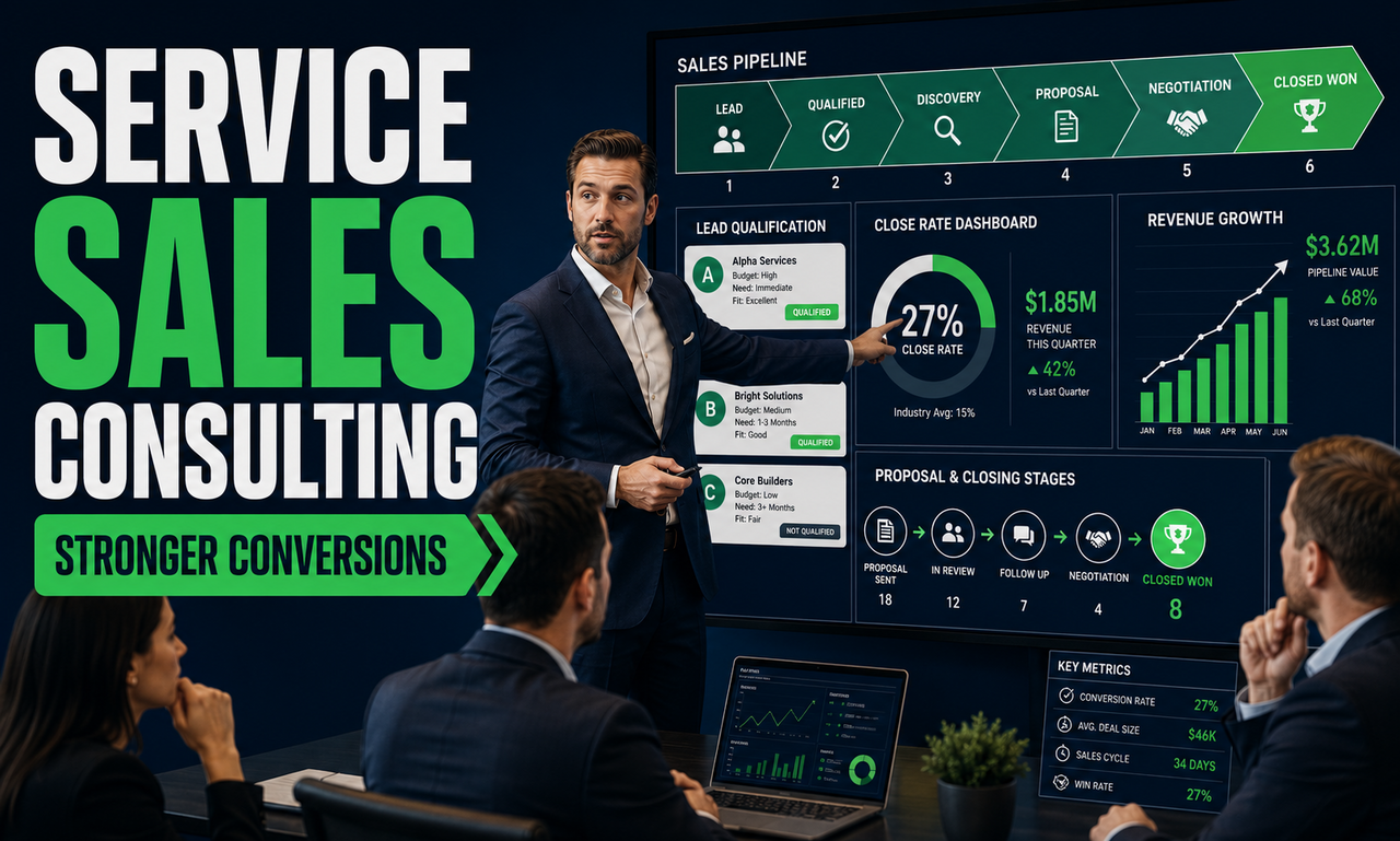 I will develop sales consulting for service companies focused on stronger conversions