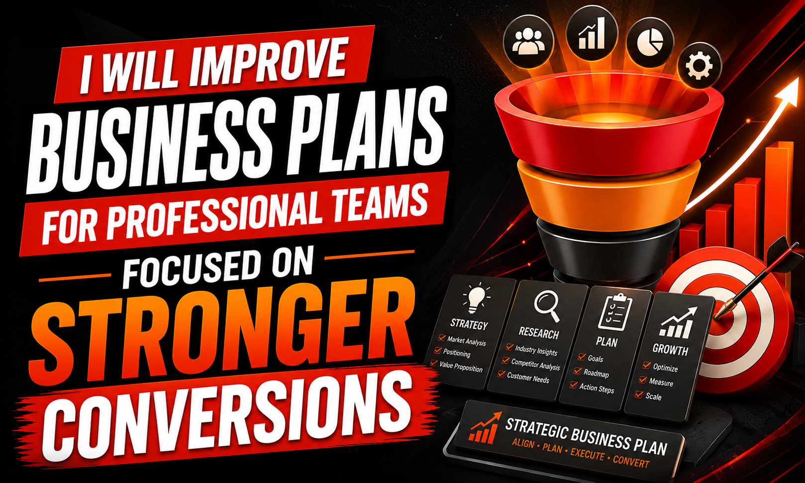 I will improve business plans for professional teams focused on stronger conversions
