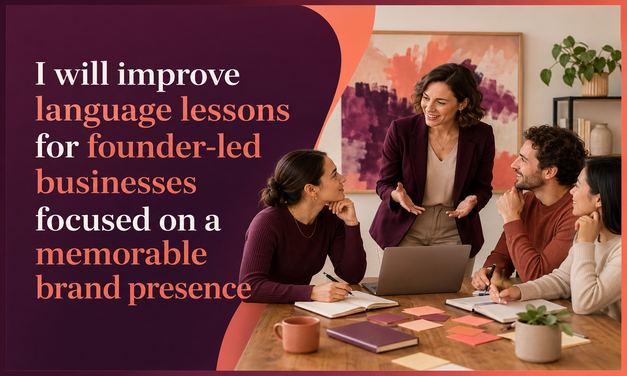 I will improve language lessons for founder-led businesses focused on a memorable brand presence