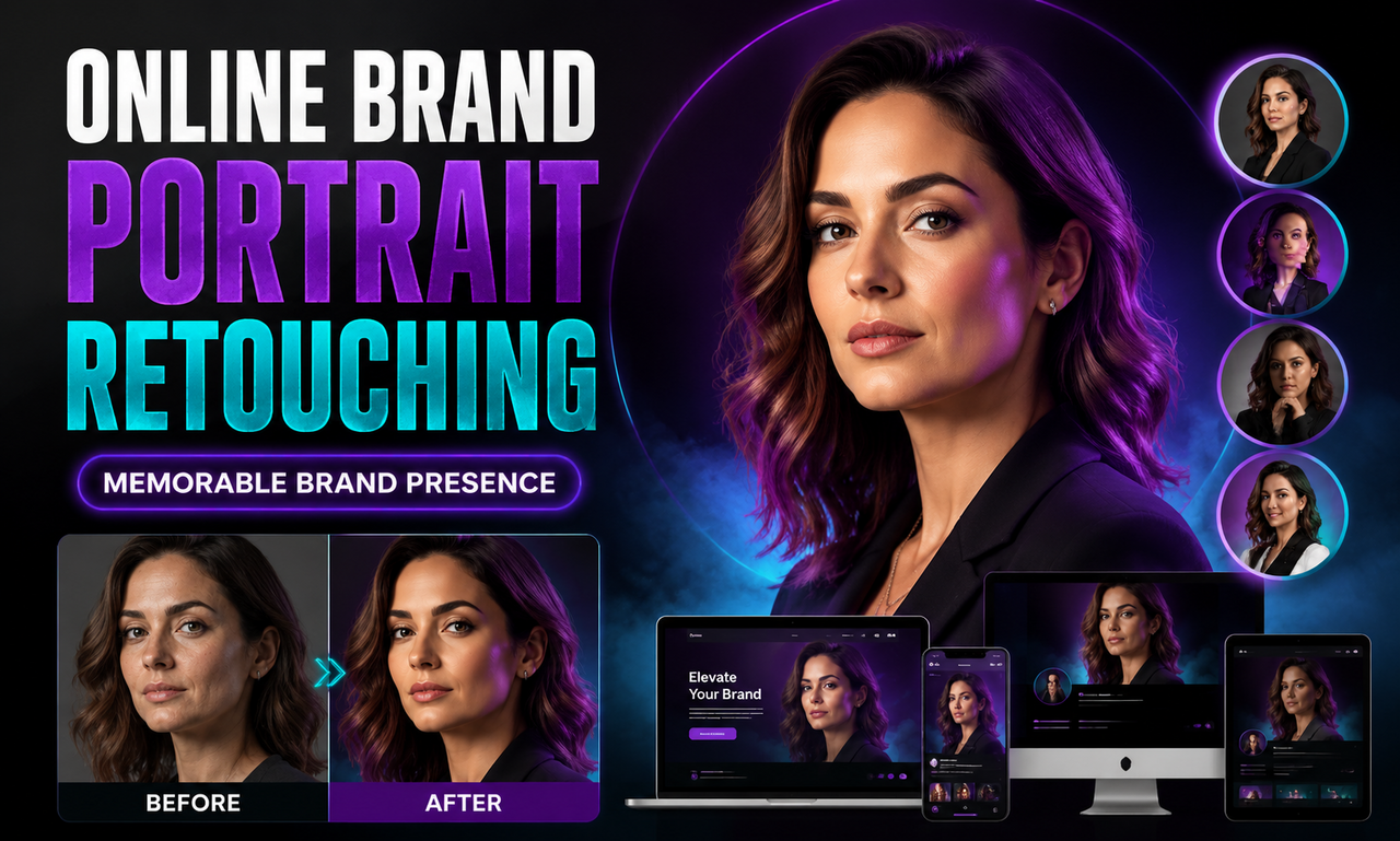 I will improve portrait retouching for online brands focused on a memorable brand presence