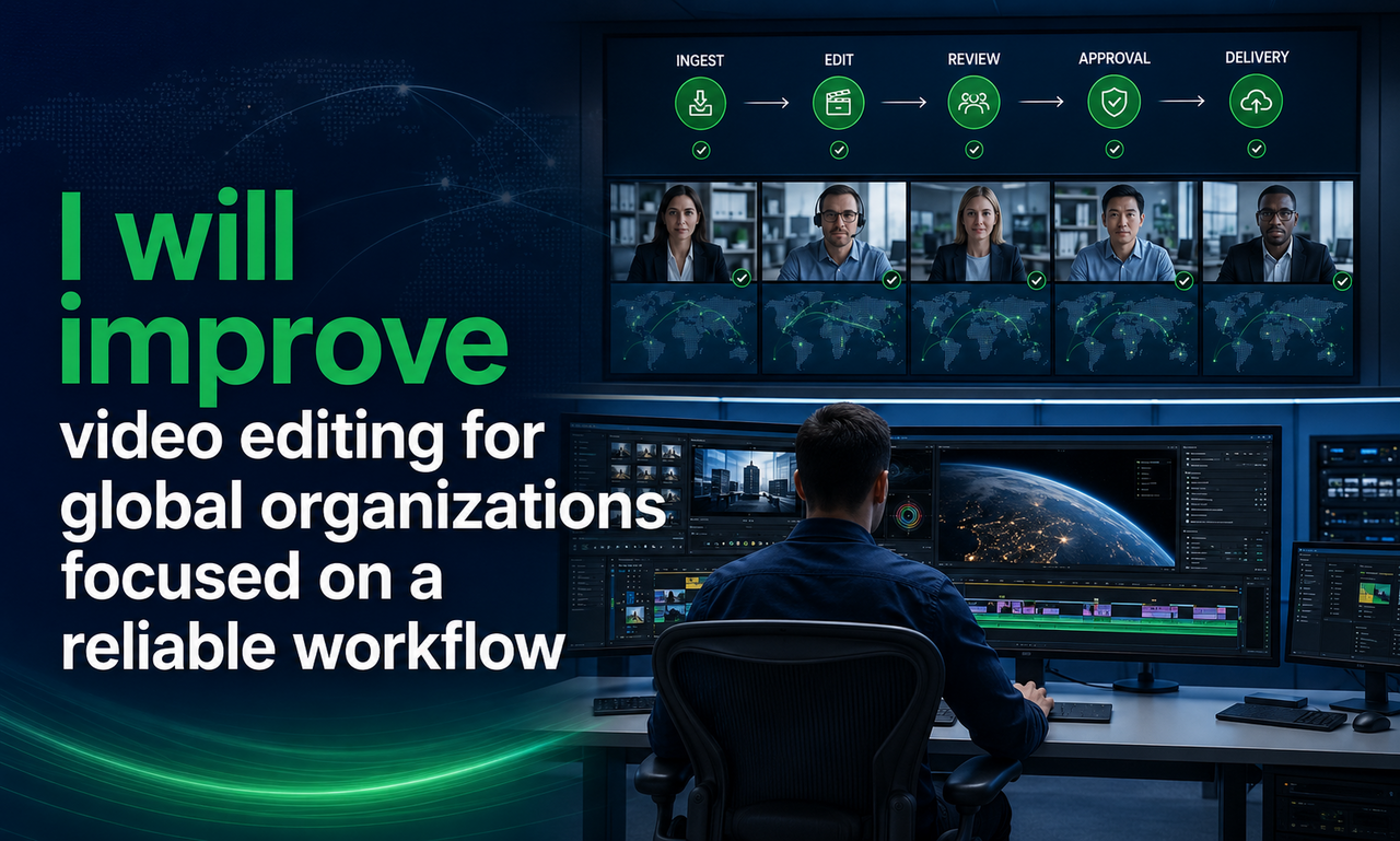 I will improve video editing for global organizations focused on a reliable workflow