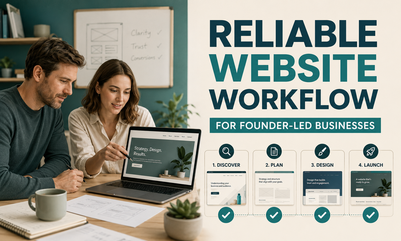 I will improve website design for founder-led businesses focused on a reliable workflow