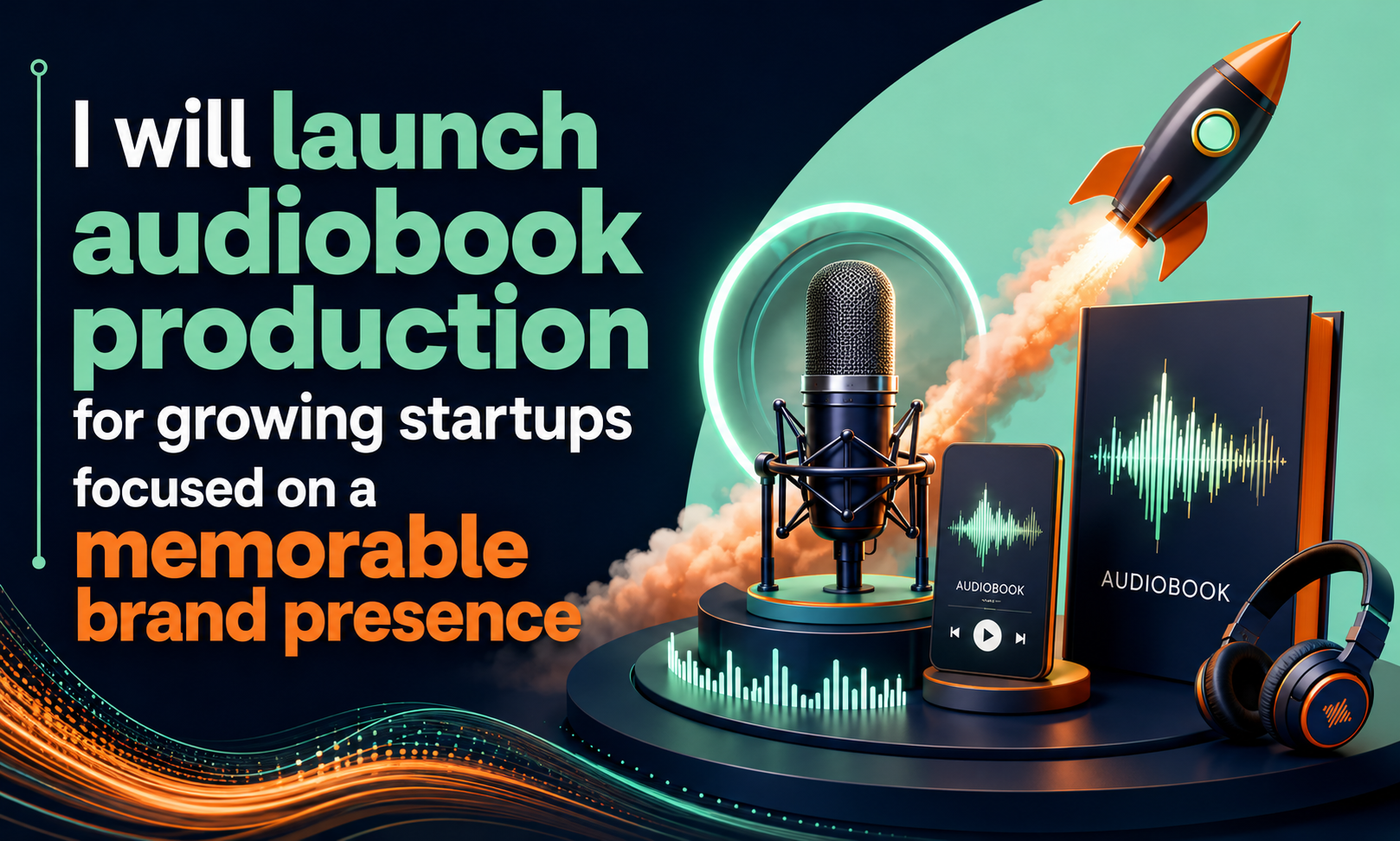I will launch audiobook production for growing startups focused on a memorable brand presence