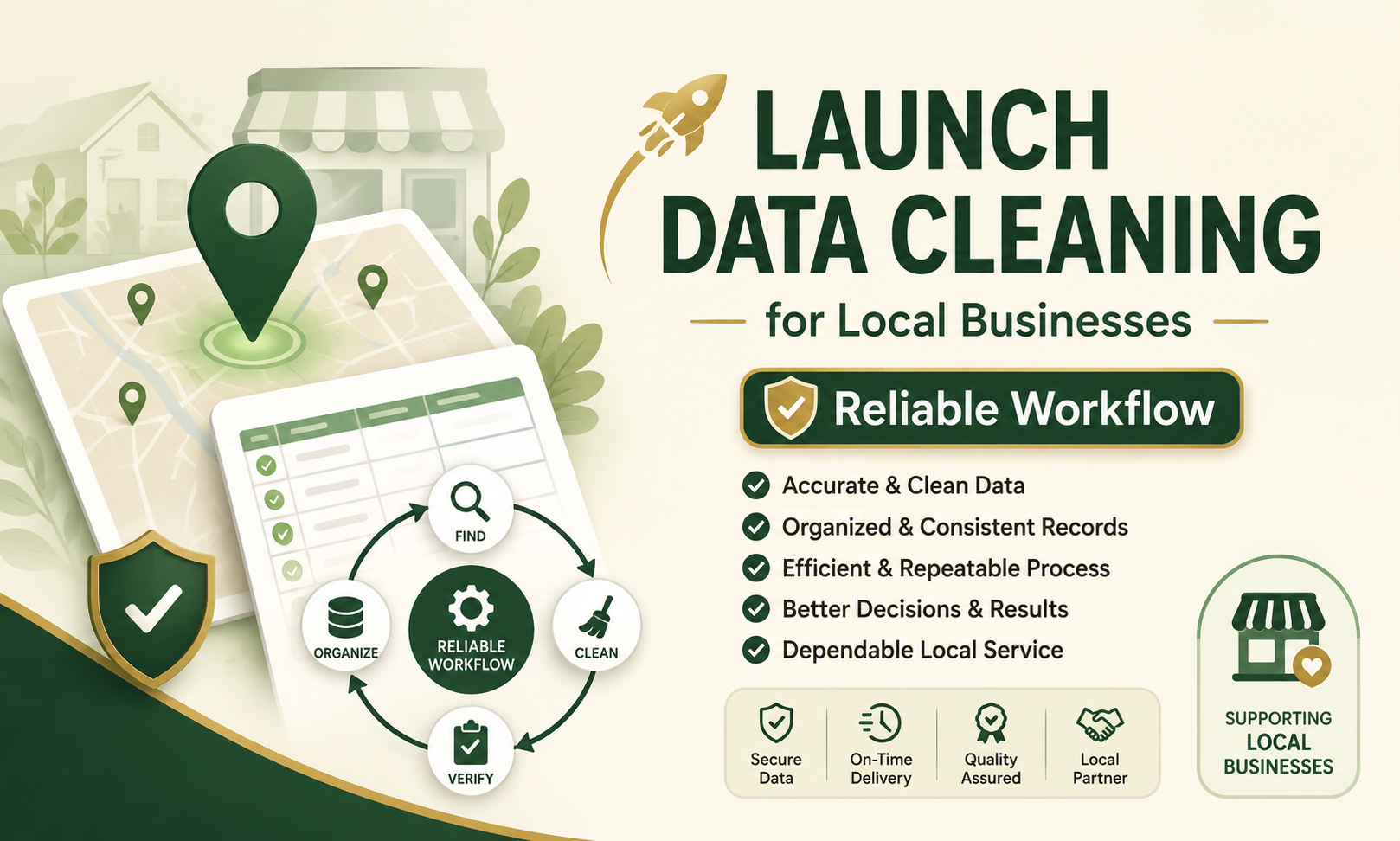 I will launch data cleaning for local businesses focused on a reliable workflow