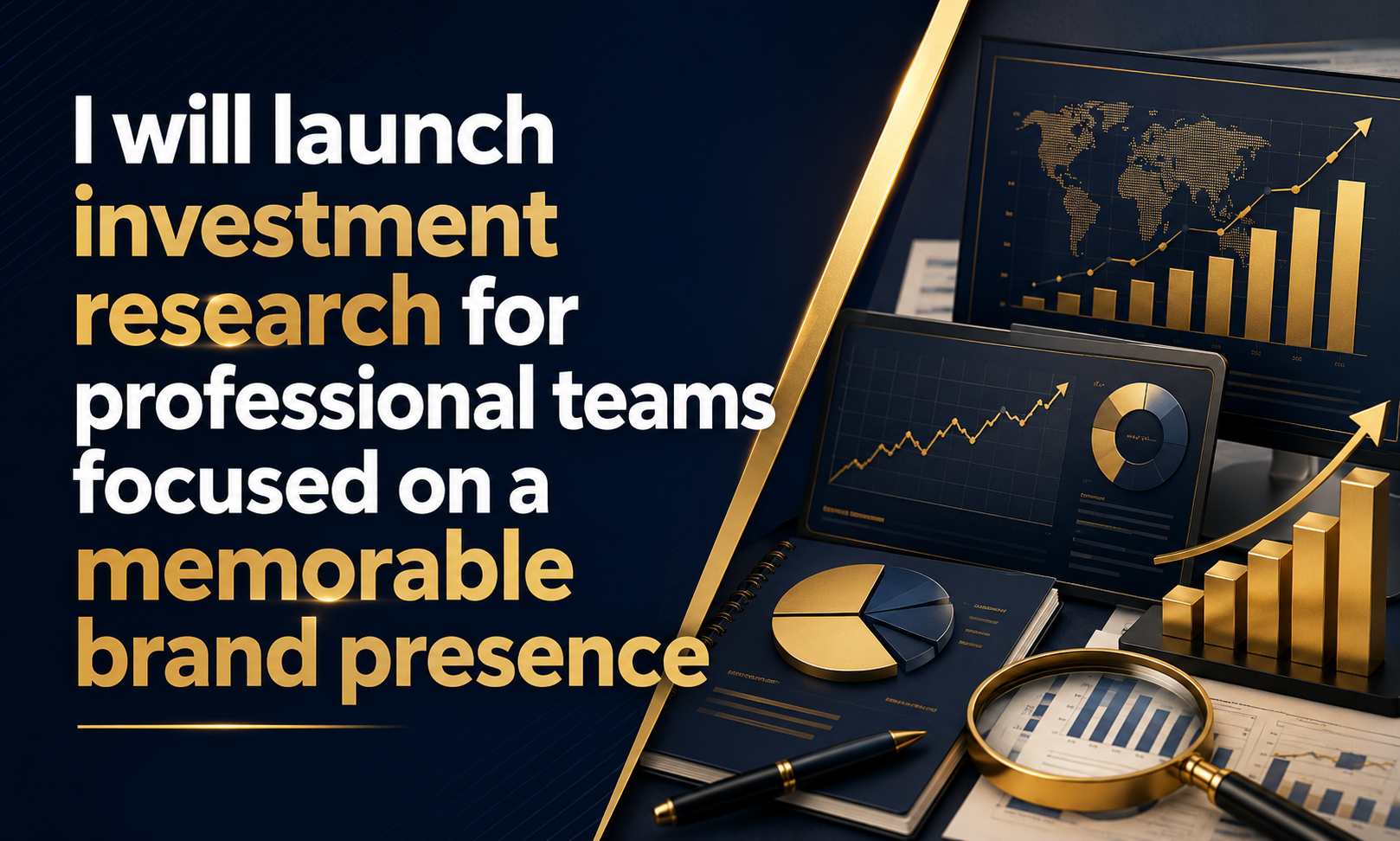 I will launch investment research for professional teams focused on a memorable brand presence