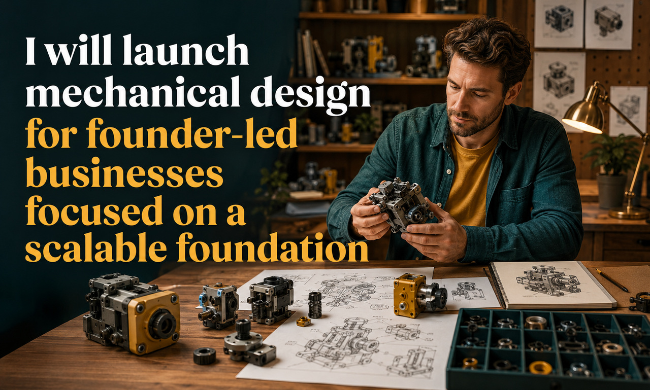 I will launch mechanical design for founder-led businesses focused on a scalable foundation