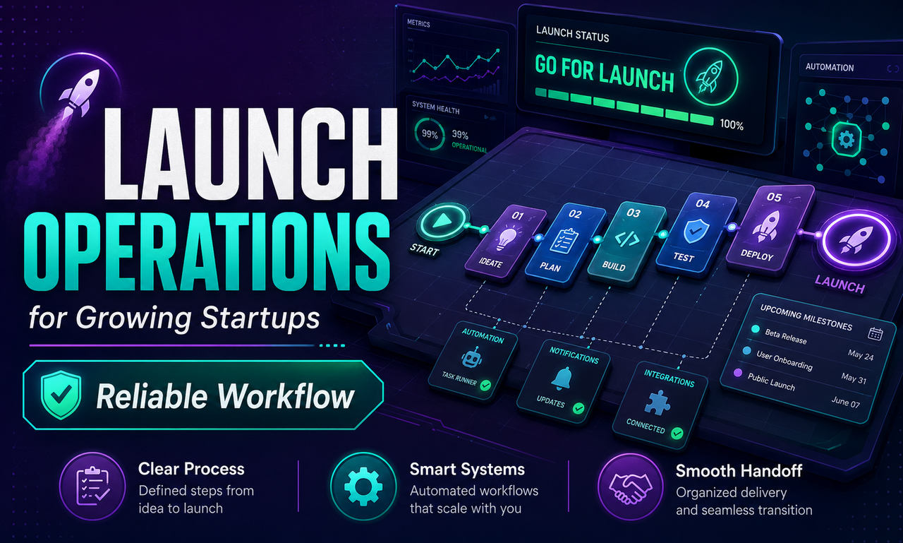 I will launch operations for growing startups focused on a reliable workflow