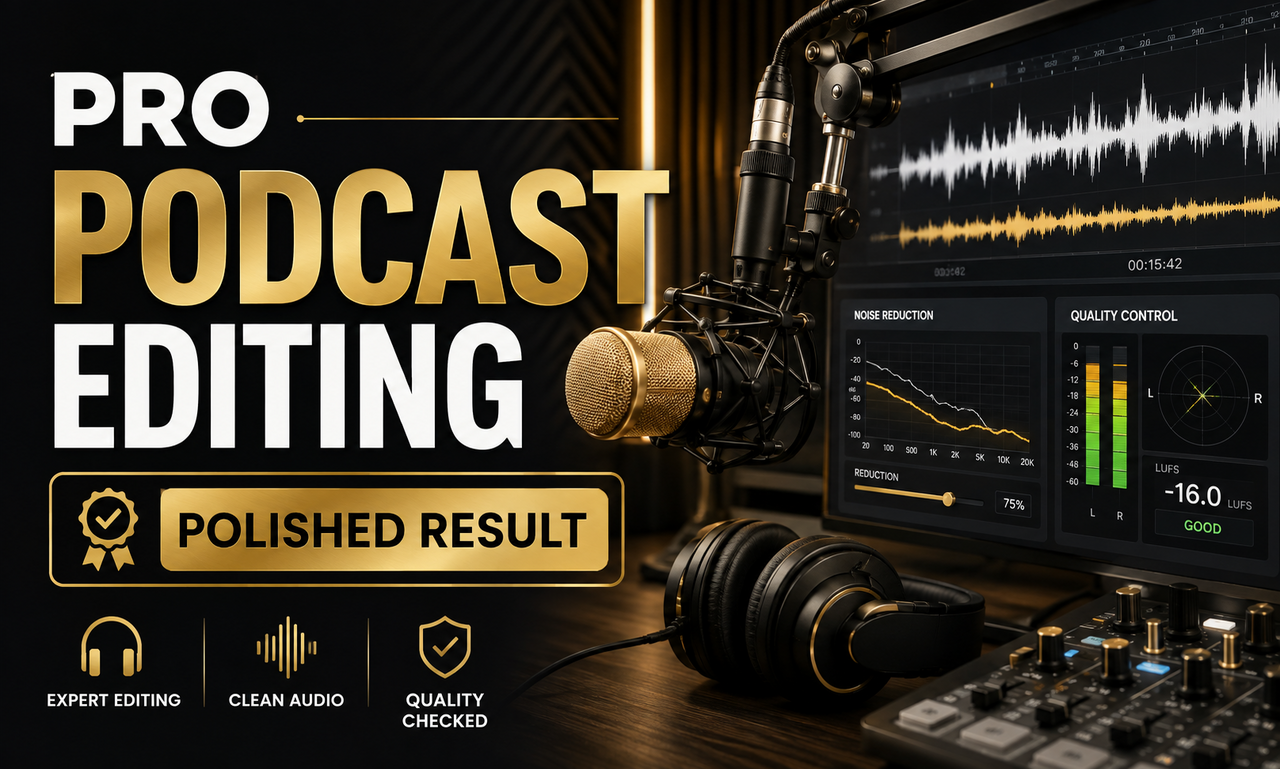I will launch podcast editing for professional teams focused on a polished result