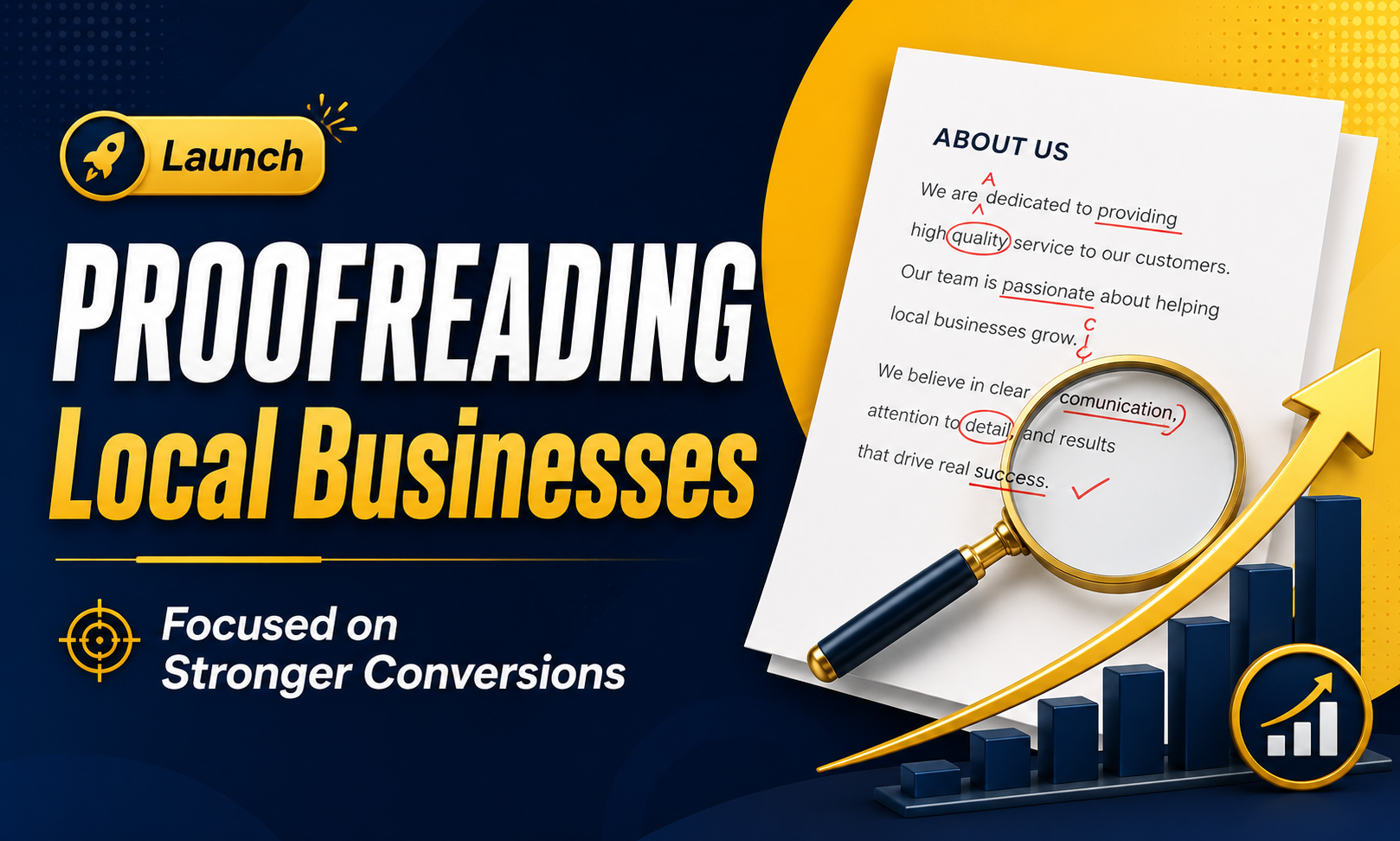 I will launch proofreading for local businesses focused on stronger conversions