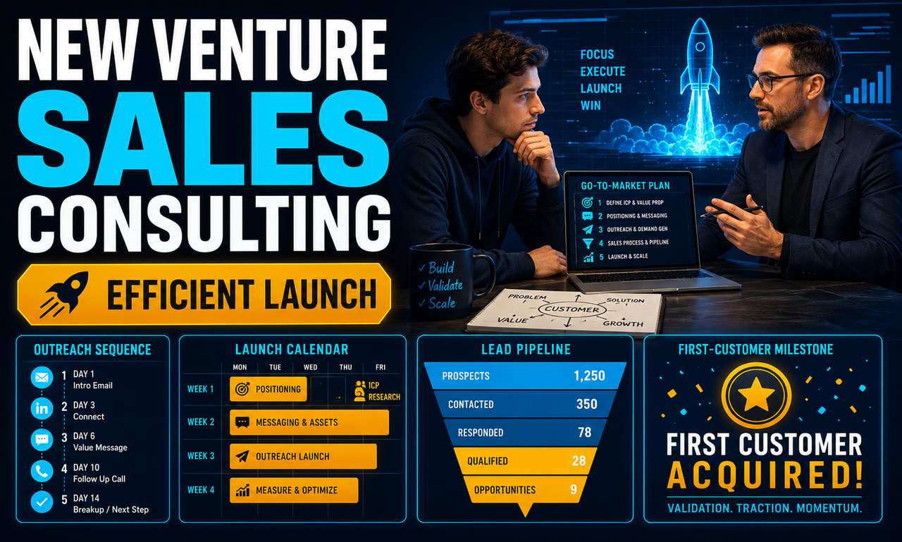 I will launch sales consulting for new ventures focused on an efficient launch