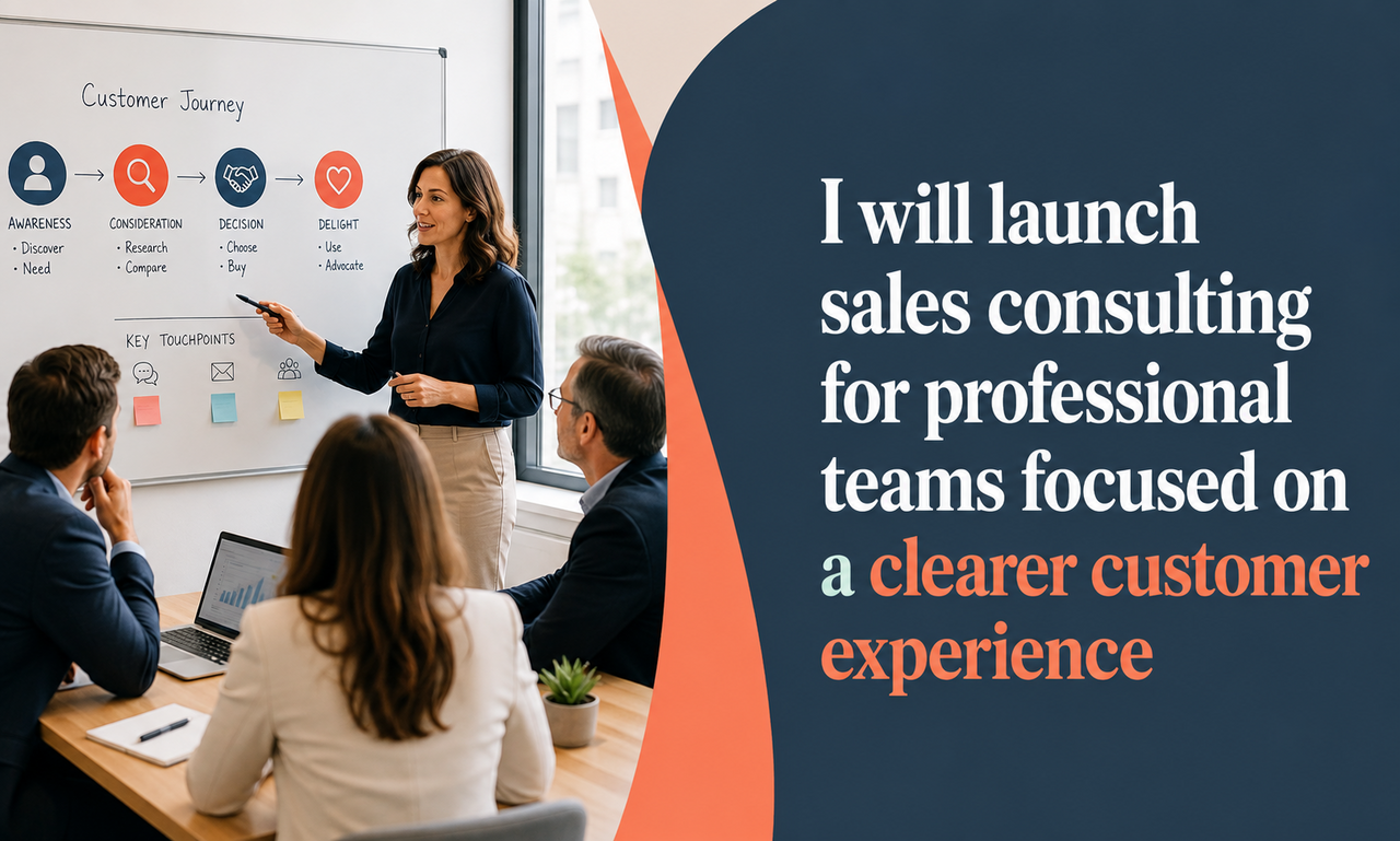I will launch sales consulting for professional teams focused on a clearer customer experience