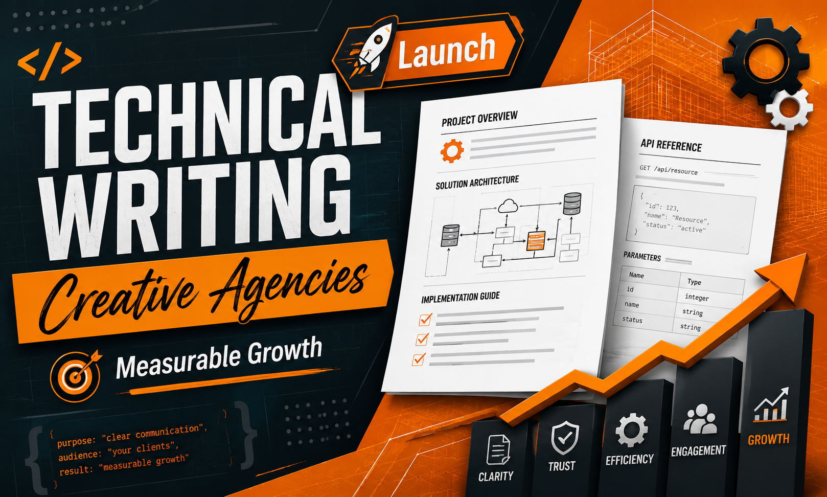 I will launch technical writing for creative agencies focused on measurable growth