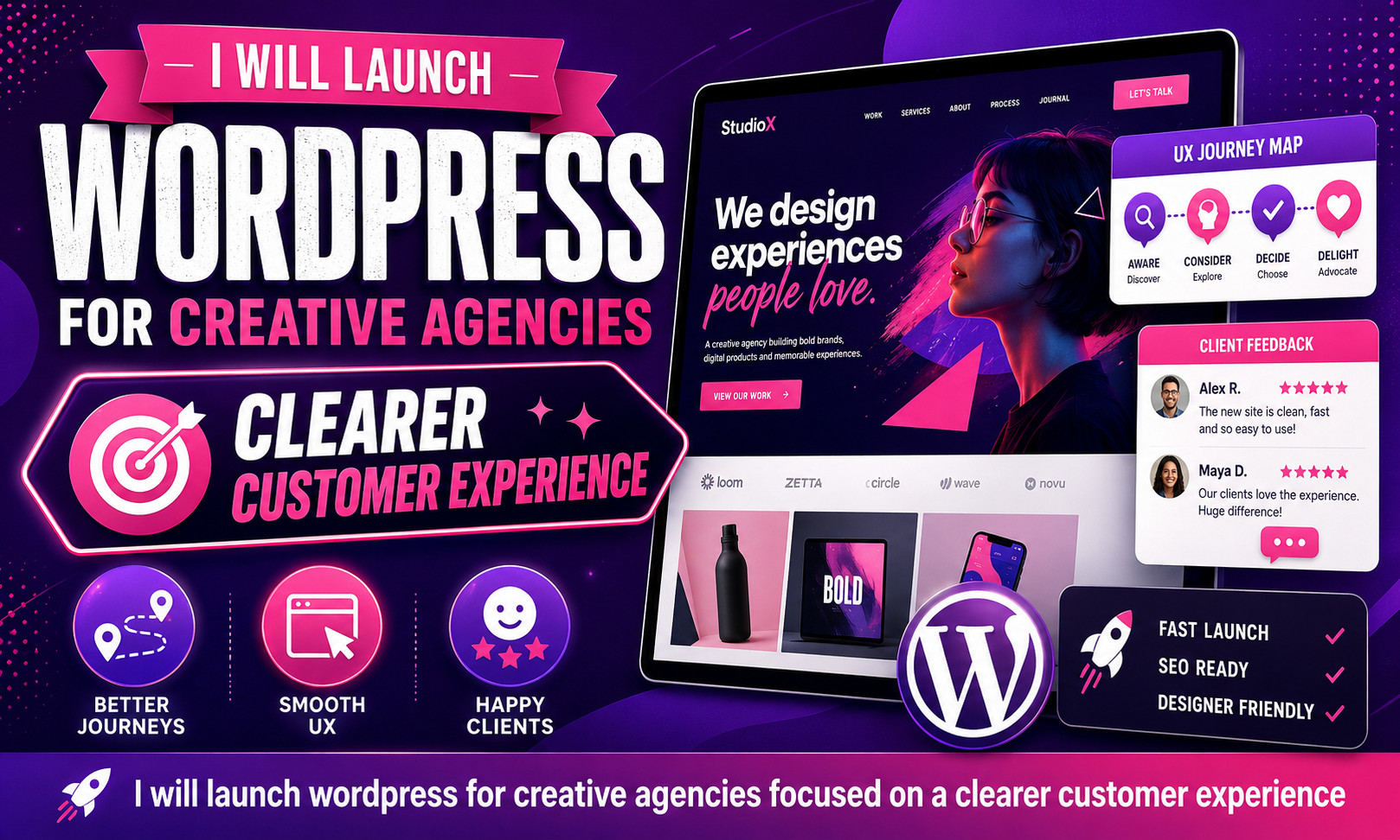 I will launch wordpress for creative agencies focused on a clearer customer experience