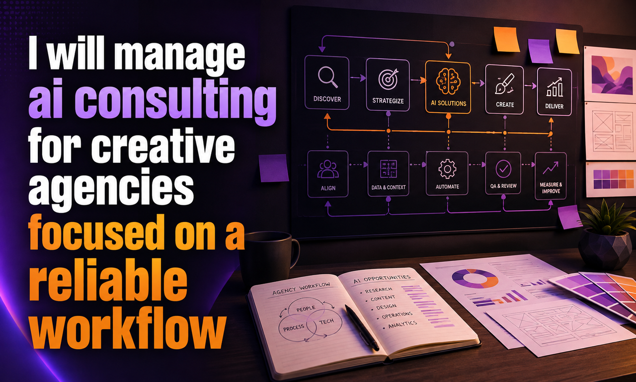 I will manage ai consulting for creative agencies focused on a reliable workflow