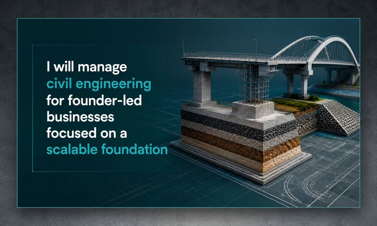 I will manage civil engineering for founder-led businesses focused on a scalable foundation
