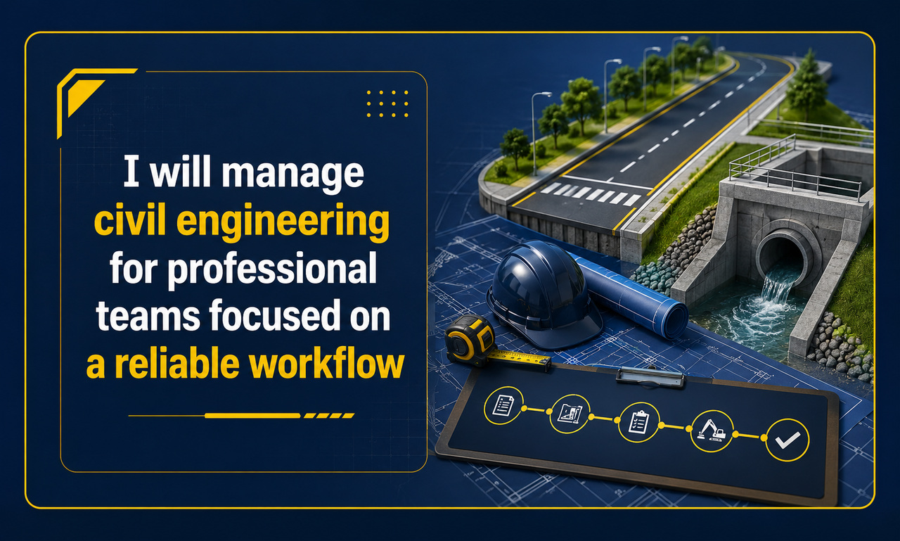 I will manage civil engineering for professional teams focused on a reliable workflow