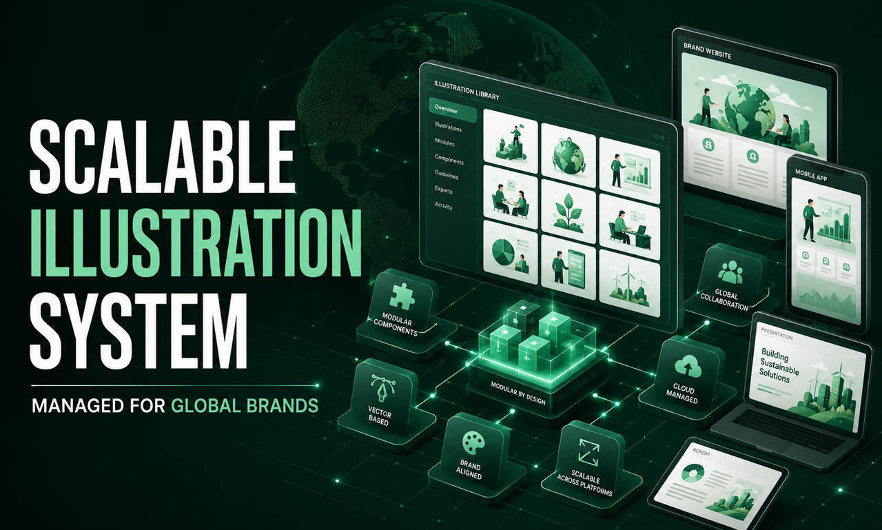 I will manage illustration for global organizations focused on a scalable foundation