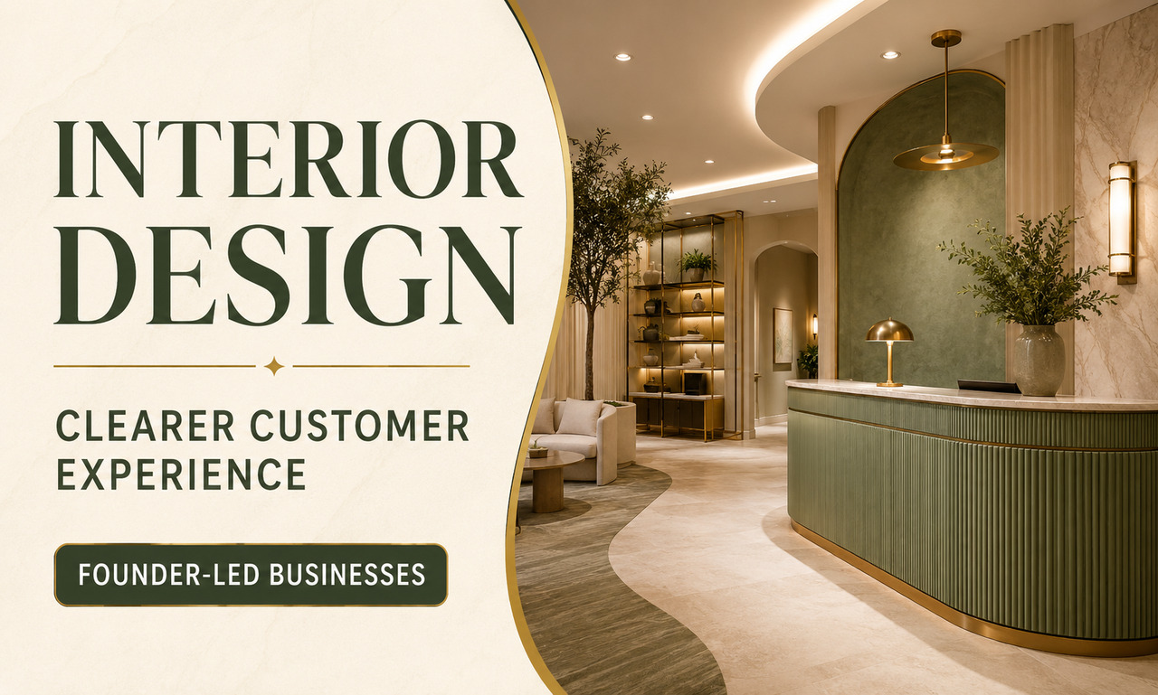 I will manage interior design for founder-led businesses focused on a clearer customer experience