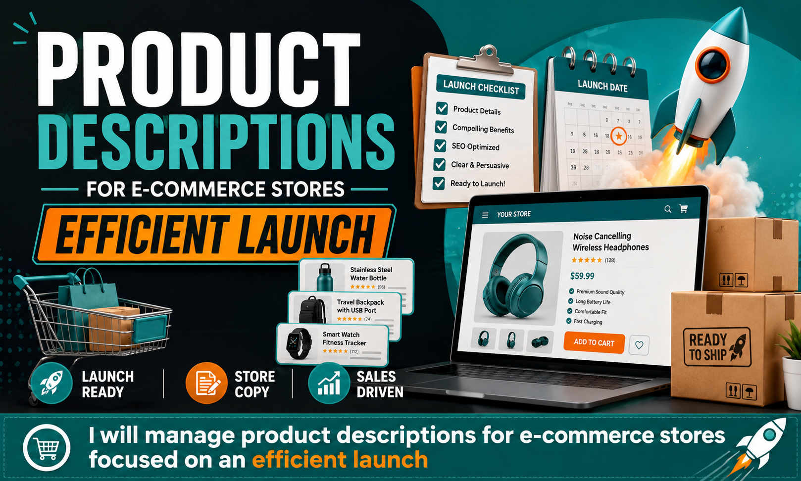 I will manage product descriptions for e-commerce stores focused on an efficient launch