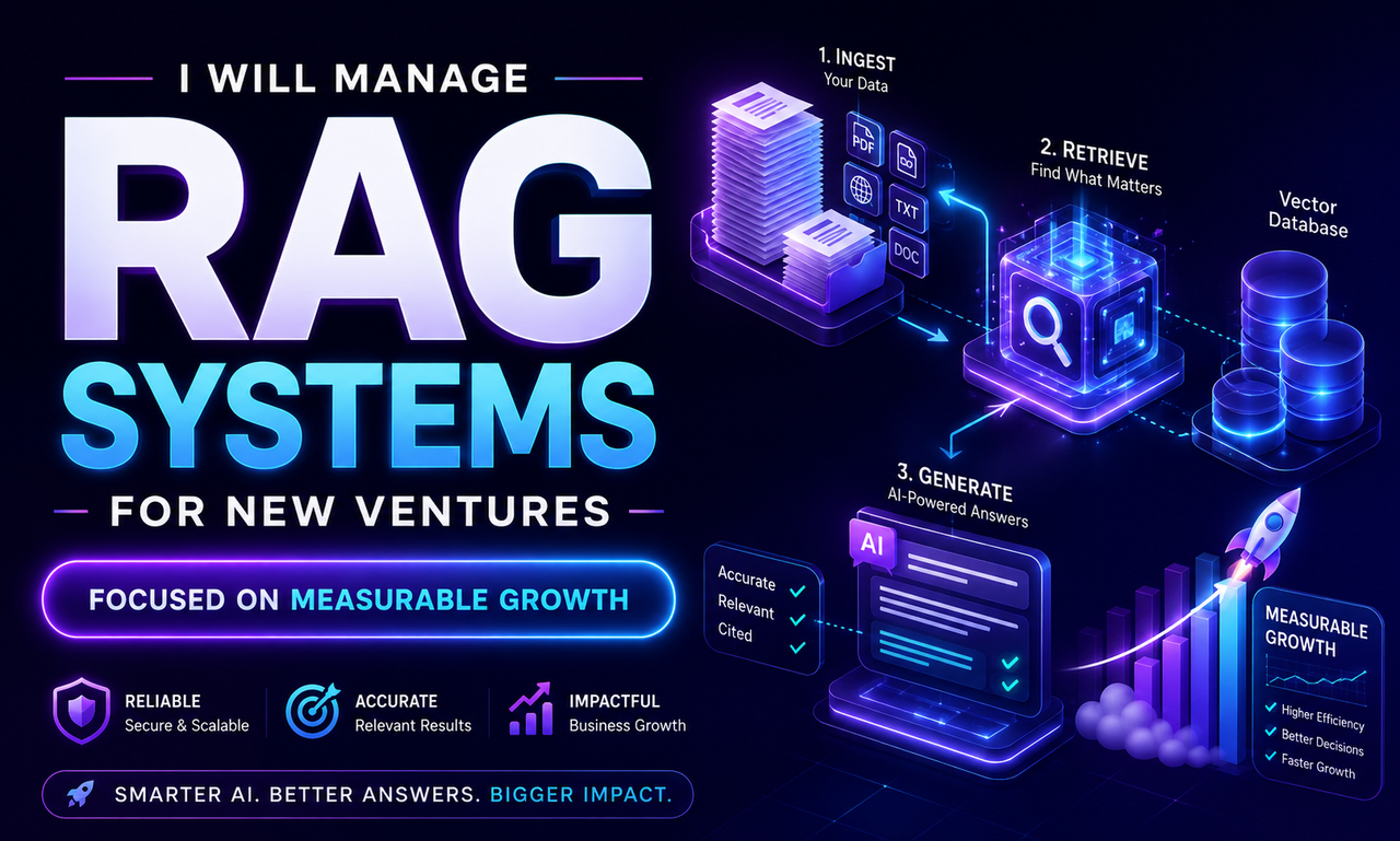 I will manage rag systems for new ventures focused on measurable growth