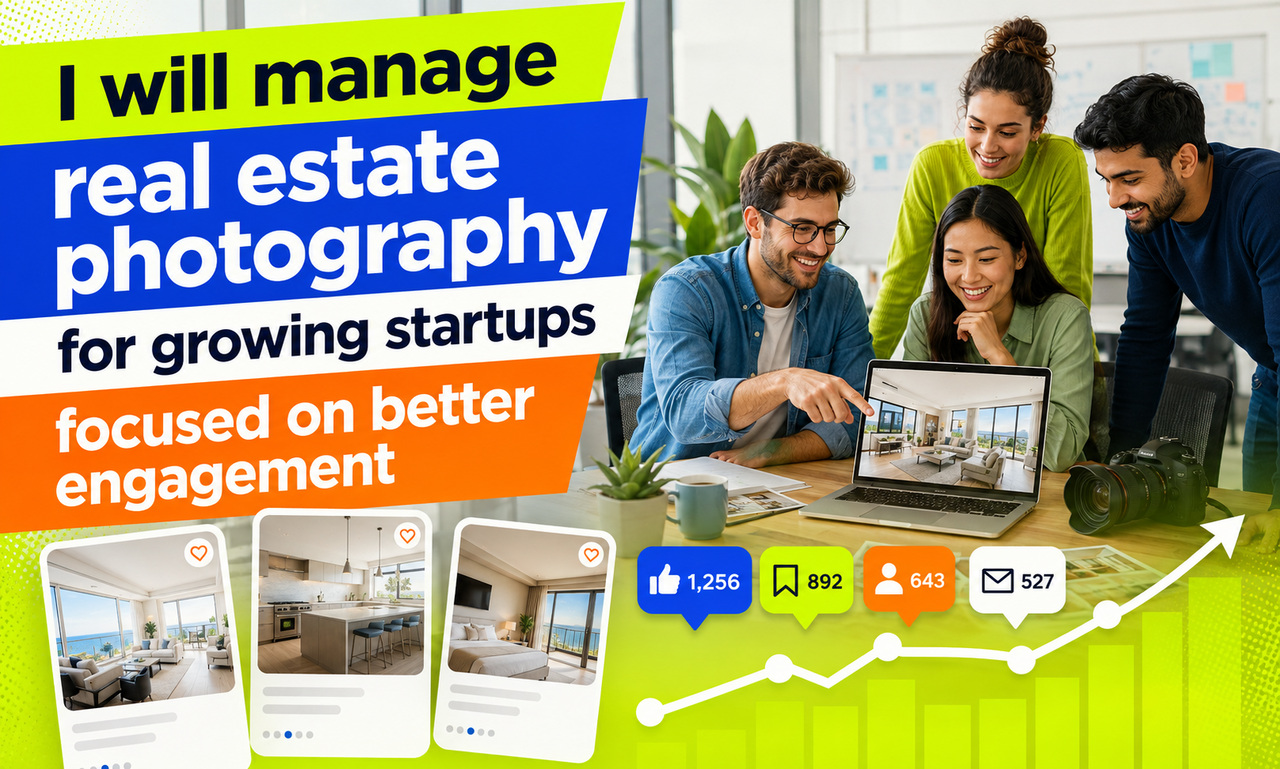I will manage real estate photography for growing startups focused on better engagement