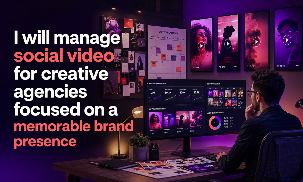 I will manage social video for creative agencies focused on a memorable brand presence