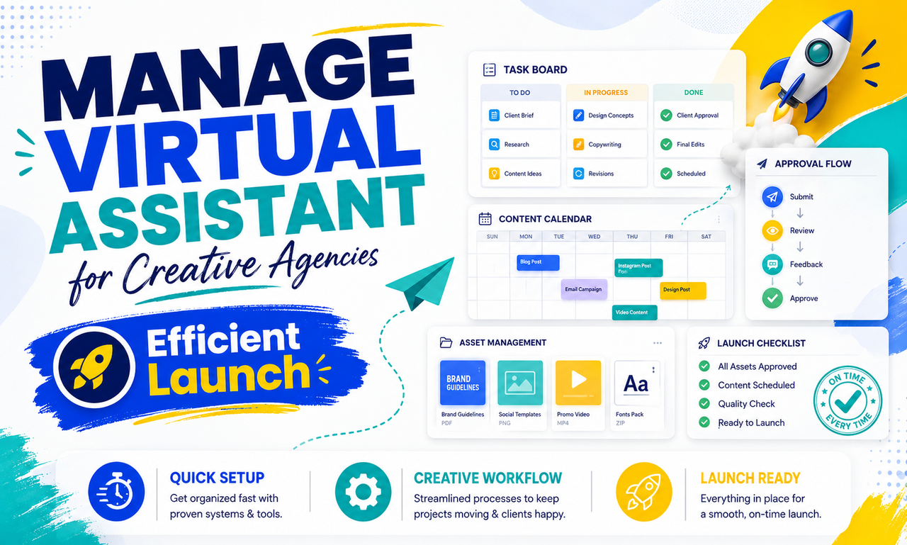 I will manage virtual assistant for creative agencies focused on an efficient launch