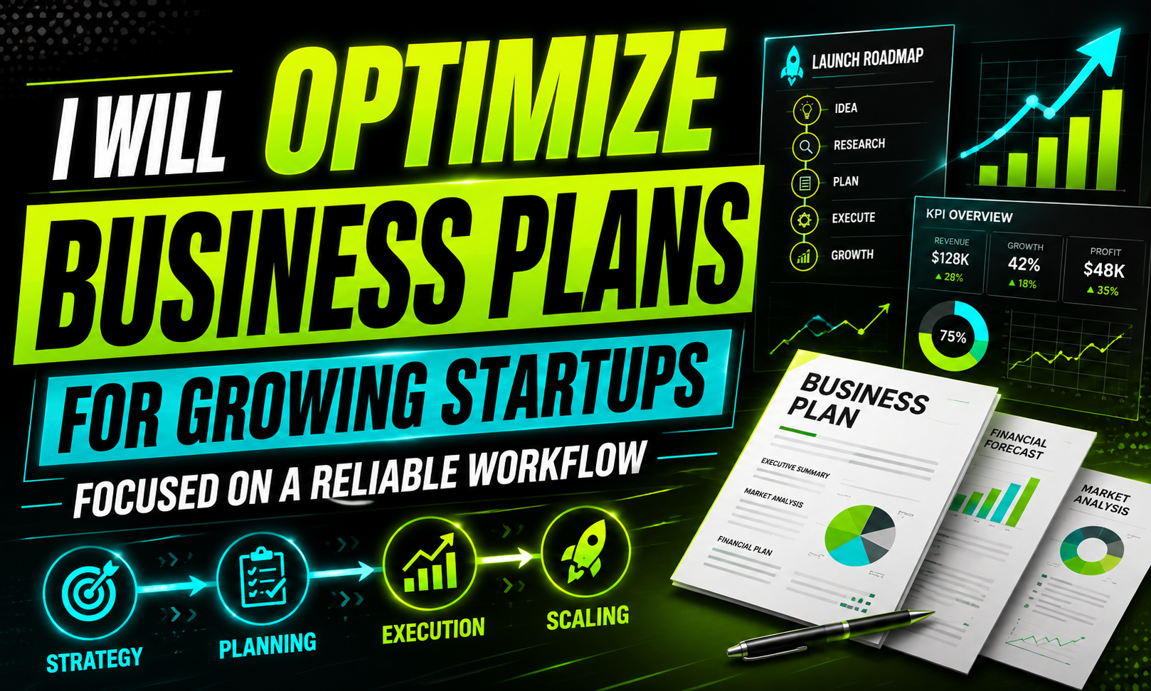 I will optimize business plans for growing startups focused on a reliable workflow