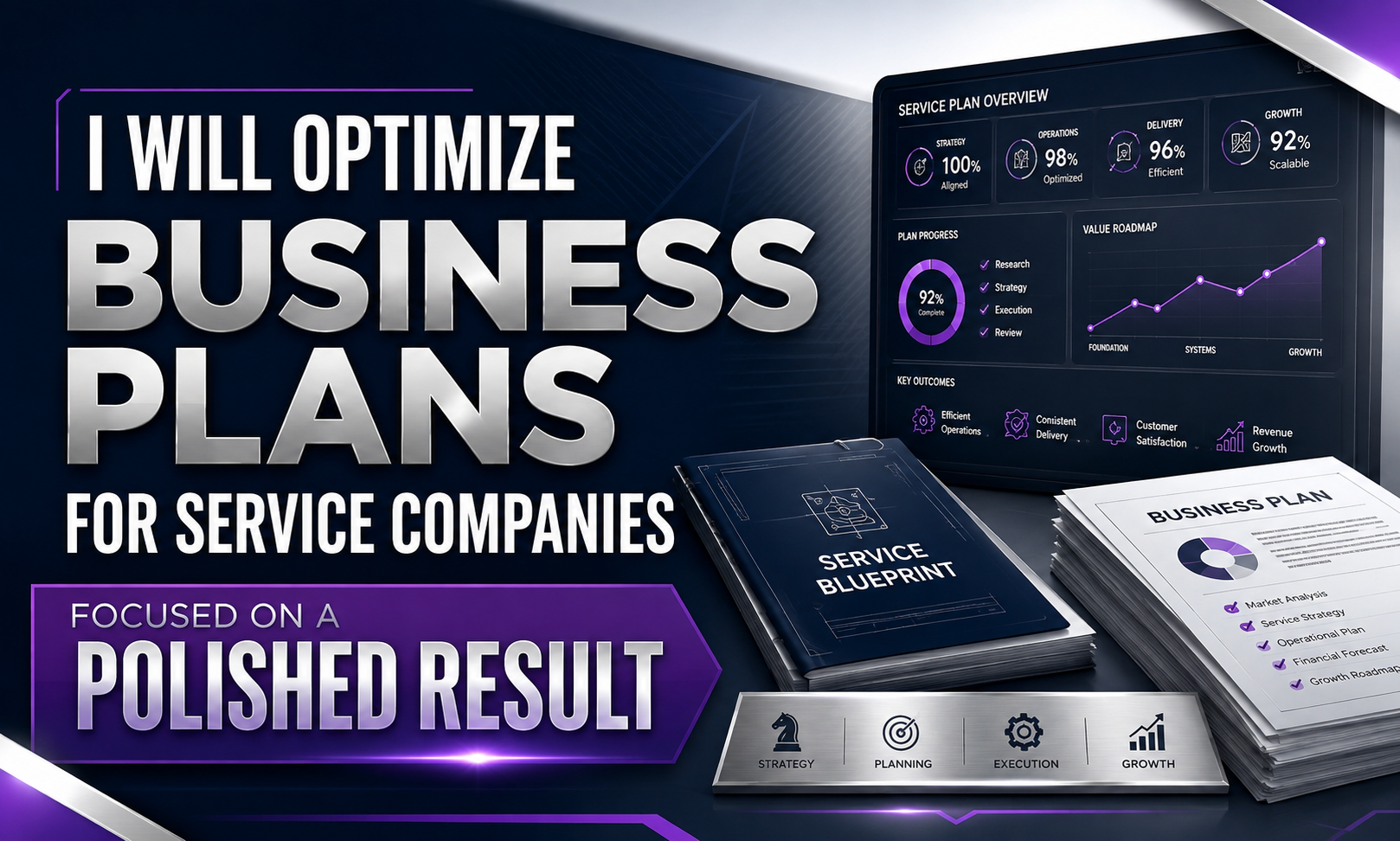 I will optimize business plans for service companies focused on a polished result