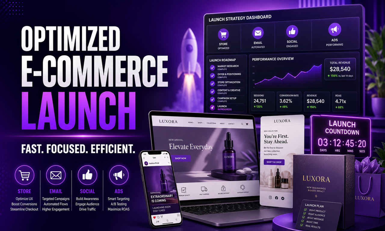 I will optimize marketing strategy for e-commerce stores focused on an efficient launch