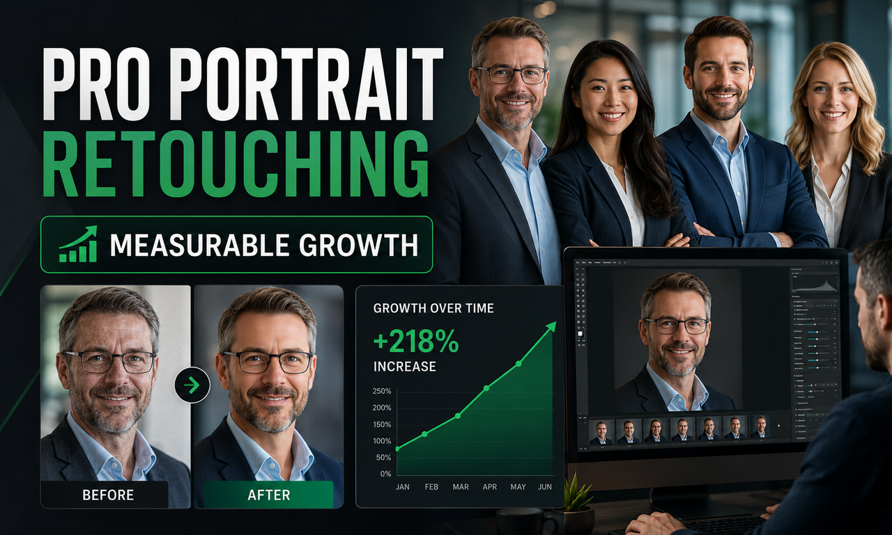 I will optimize portrait retouching for professional teams focused on measurable growth