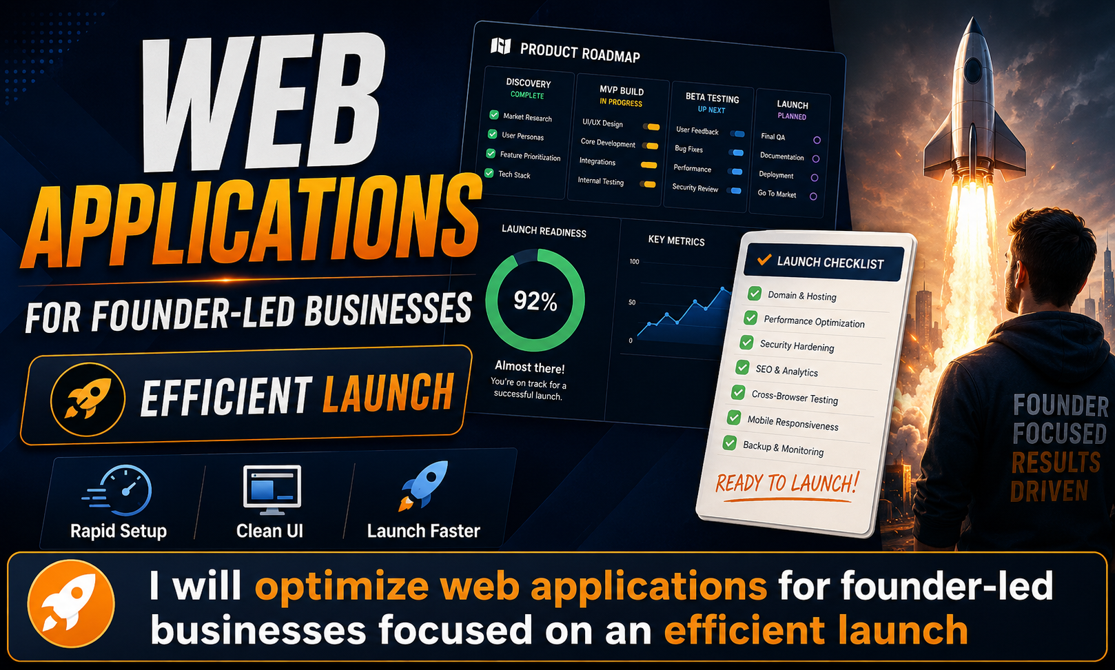 I will optimize web applications for founder-led businesses focused on an efficient launch