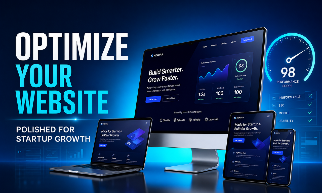 I will optimize website design for growing startups focused on a polished result