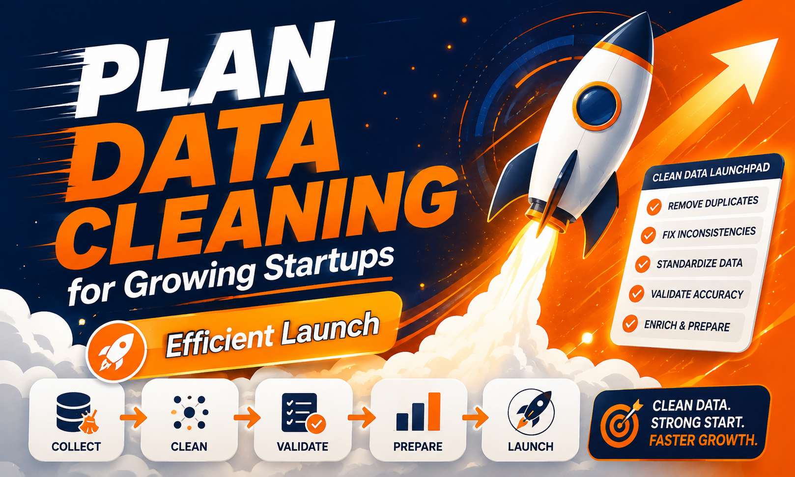 I will plan data cleaning for growing startups focused on an efficient launch