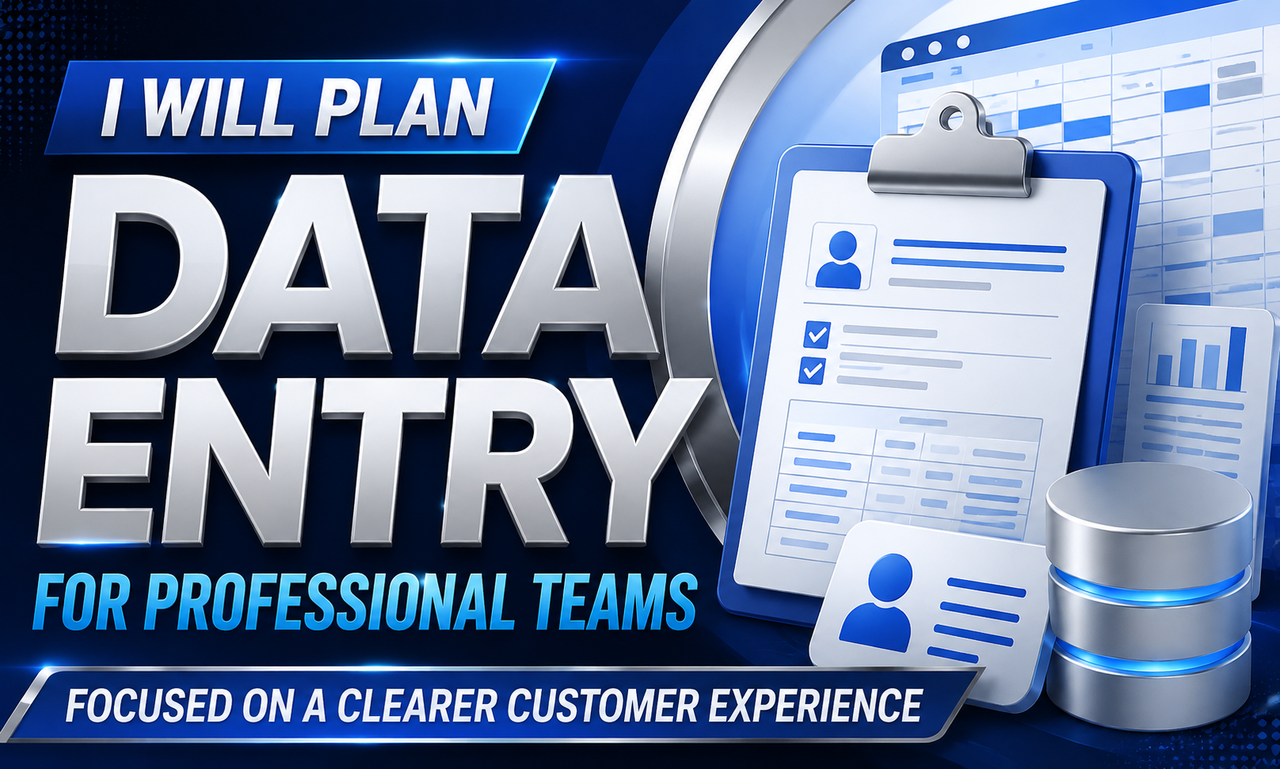 I will plan data entry for professional teams focused on a clearer customer experience