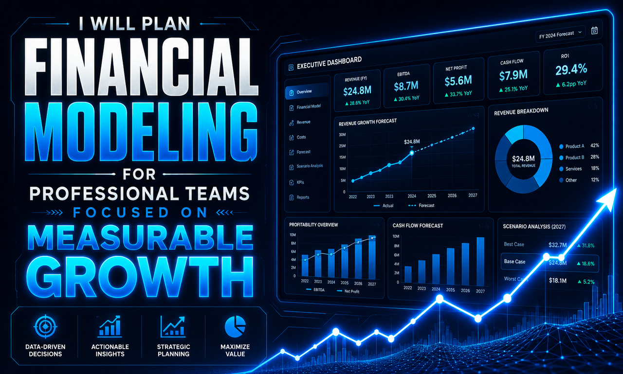 I will plan financial modeling for professional teams focused on measurable growth
