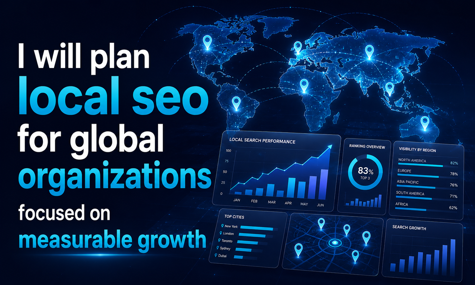 I will plan local seo for global organizations focused on measurable growth