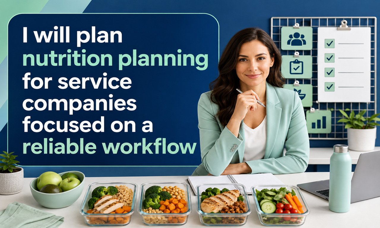 I will plan nutrition planning for service companies focused on a reliable workflow