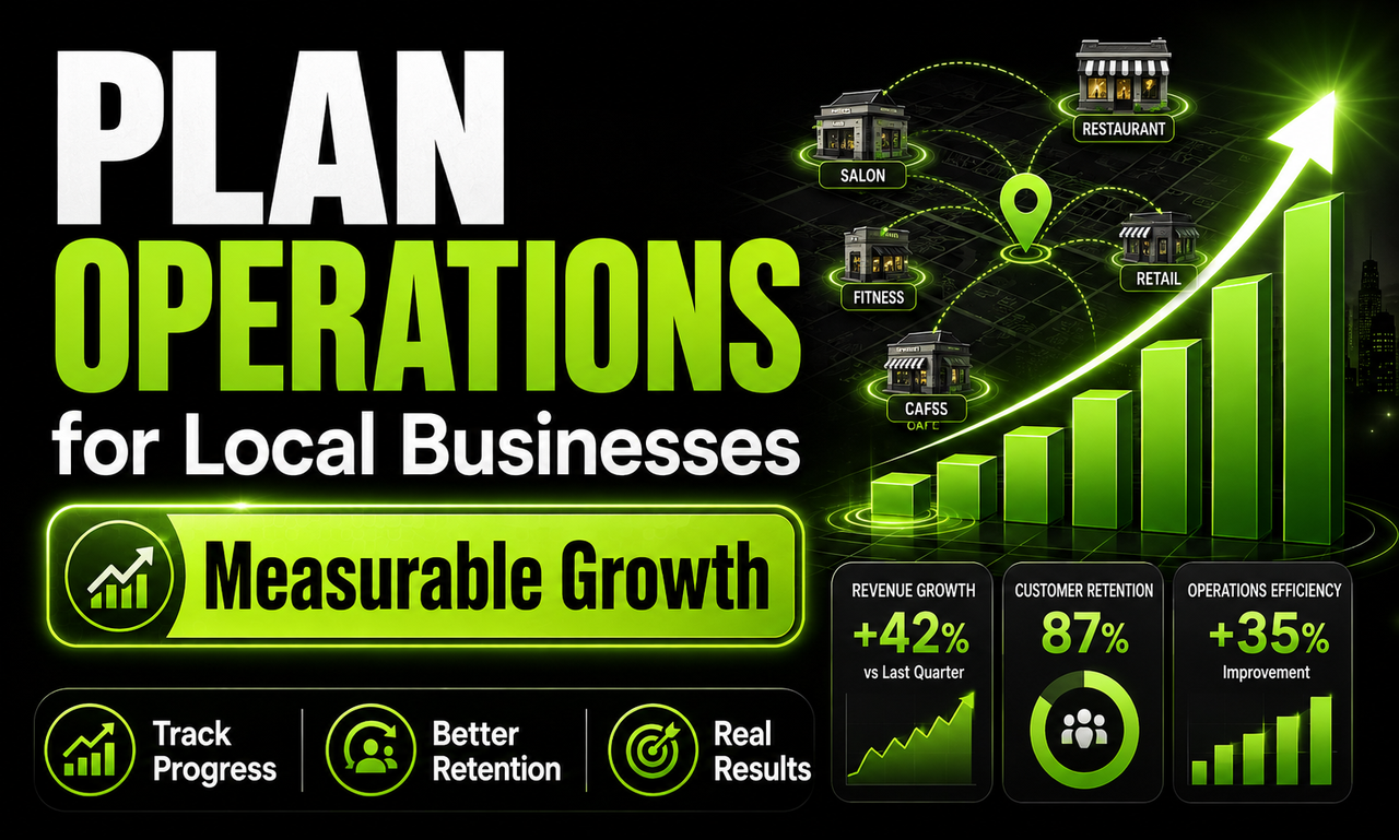 I will plan operations for local businesses focused on measurable growth