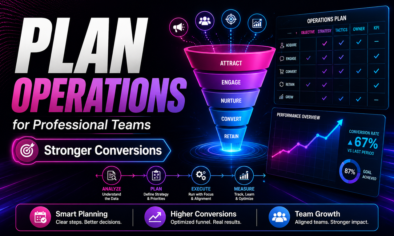 I will plan operations for professional teams focused on stronger conversions