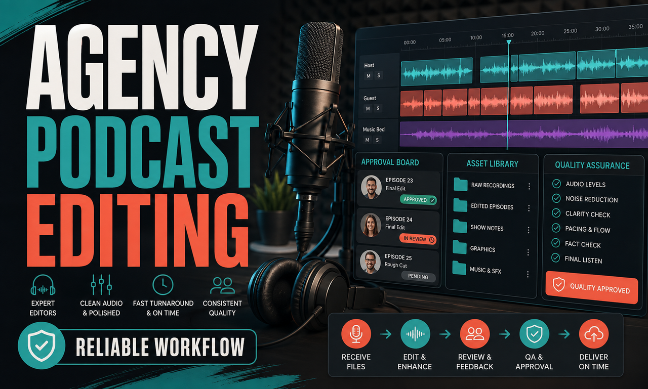 I will plan podcast editing for creative agencies focused on a reliable workflow