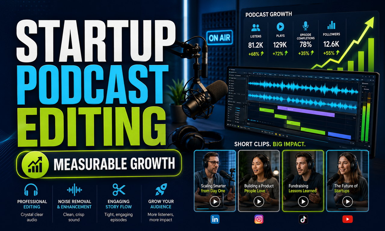 I will plan podcast editing for growing startups focused on measurable growth